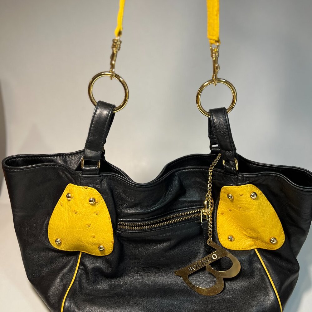 Black leather purse - Bolingo By Susan Todd Bag Yellow and Black 👜 - Picture 7 of 7